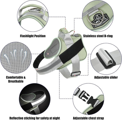 Bolux Dog Harness, No-Pull Reflective Dog Vest, Breathable Adjustable Pet Harness with Handle for