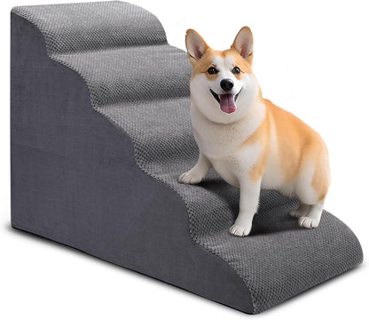 Dog Stairs for Bed, 5 Tier Dog Steps for Couch and High Bed, Non-Slip Pet Stairs, 24" High Sofa