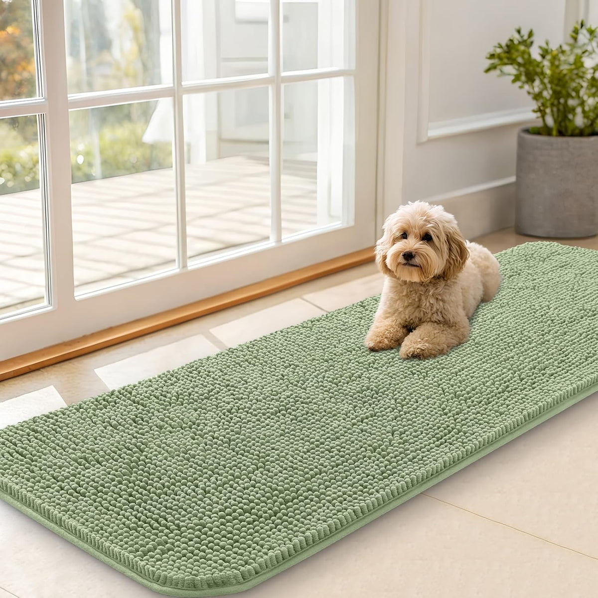 OLANLY Dog Door Mat for Muddy Paws 59x20, Absorbs Moisture and Dirt, Absorbent Non-Slip Washable