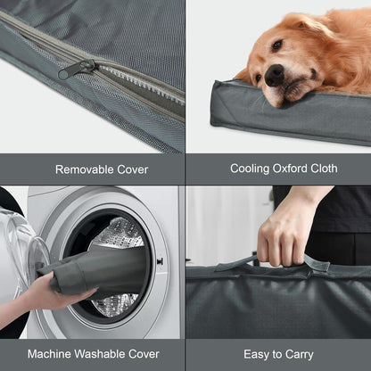 Outdoor Large Dog Bed, Waterproof Dog Bed for Large Dogs, Egg Crate Foam Pet Bed with Removable