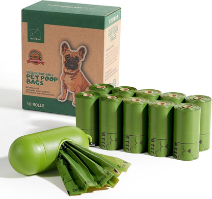 Biodegradable Dog Poop Bags 150 Count 10 Rolls with Dispenser, Thicken and Leak Proof Poop Bag