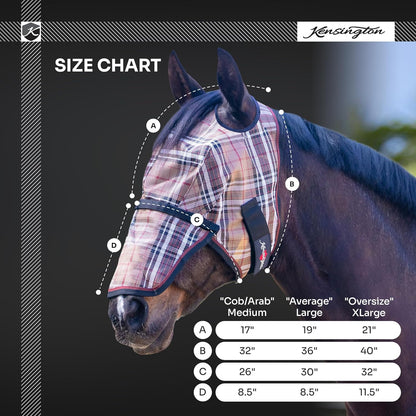 Kensington Signature Fly Mask with Removable Nose — Protects Horses Face and Nose from Biting