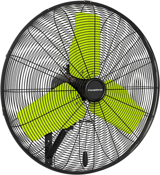Pro 9500 CFM 24" Outdoor IP44 Waterproof Wall Mount Fan, 3-Speed Oscillating Metal Fans with