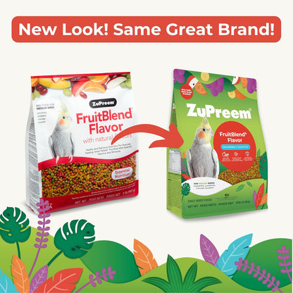 ZuPreem FruitBlend Bird Pellets, Daily Bird Food for Cockatiel, Lovebird, Quaker, Small Conure