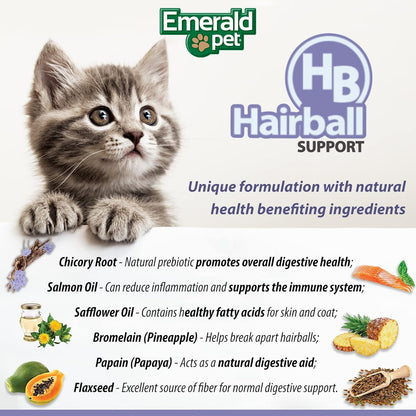 Emerald Pet Feline Health Chews Hairball Support — Natural Grain Free Feline Hairball Control Chews