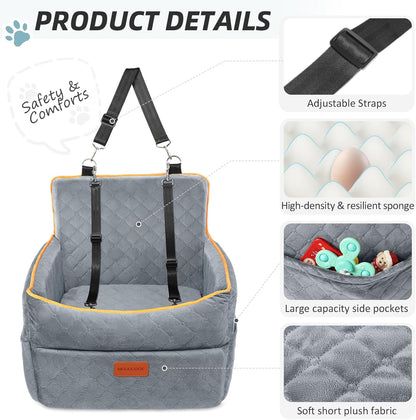 Dog Car Seat for Small Medium Dogs, Memory Foam Puppy Dog Booster Seat with Thick Cushion for Dogs