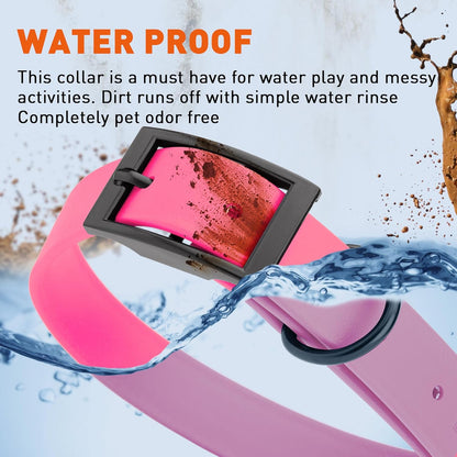 Dogline Biothane Waterproof Dog Collar Strong Coated Nylon Webbing with Black Hardware Odor- Proof