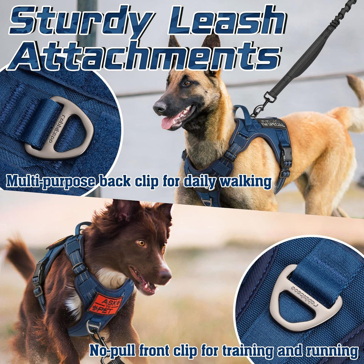 rabbitgoo Tactical Dog Harness for Large Dogs, No Pull Military Service Vest with Handle & Molle