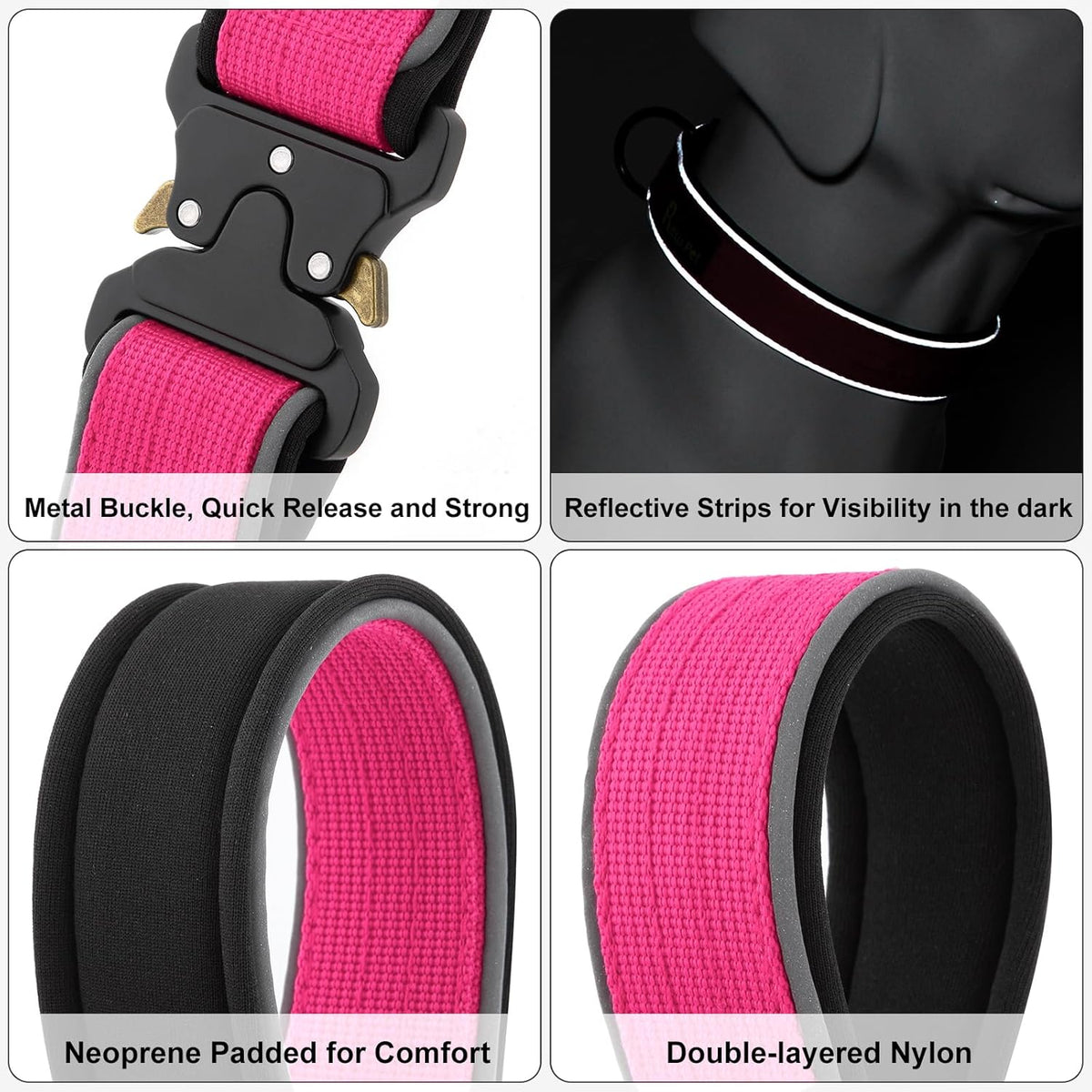 Plutus Pet Tactical Dog Collar, Reflective, Adjustable Heavy Duty Dog Collar, Soft Padded and