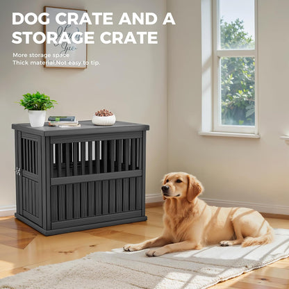 Dog House - Resin Outdoor Dog Kennel with Ventilated Design, Waterproof Dog Bed Shelter for