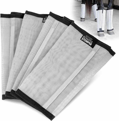 Jeffers Romper Stomper Fly Boots for Horses - Grey, Large – Breathable Mesh Leg Wraps for Insect