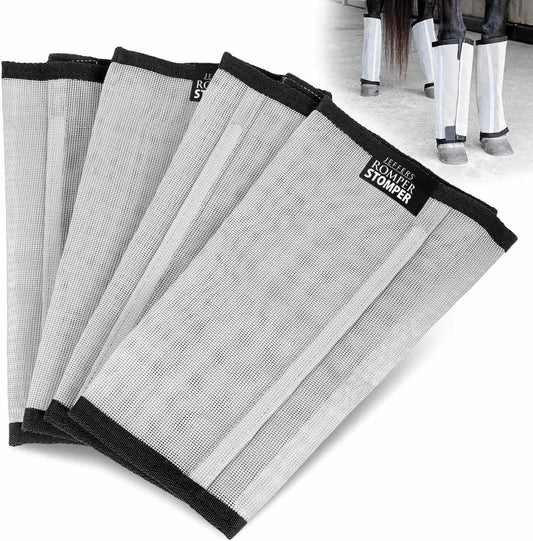 Jeffers Romper Stomper Fly Boots for Horses - Grey, Large – Breathable Mesh Leg Wraps for Insect