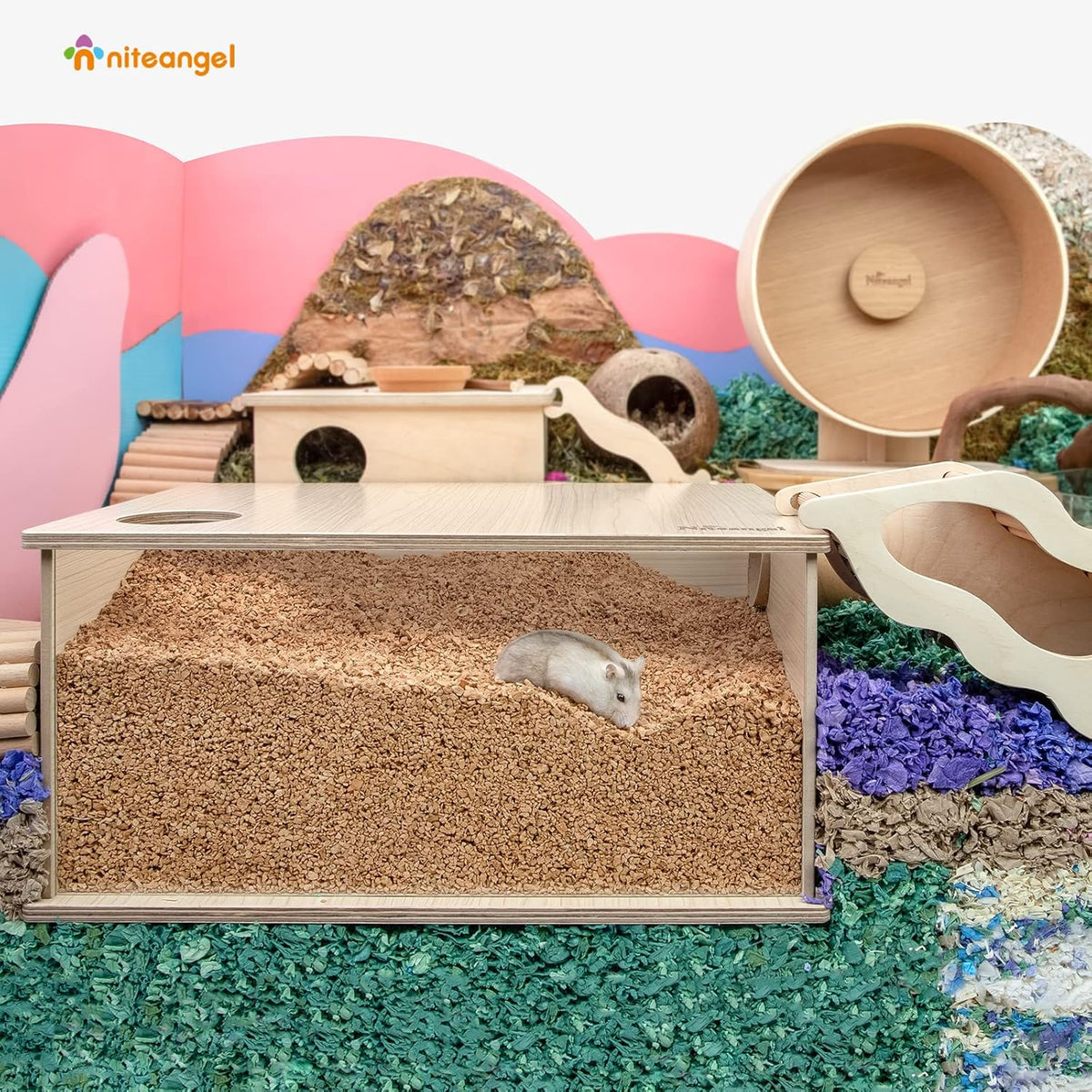 Niteangel Natural Coco/Cork Hamster Bedding Pet Litter for Dwarf Syrian Hamsters, Gerbils, mices