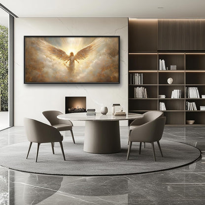 Large Angel Wall Art for Living Room, Framed Oversized Angel Wing Wall Decor Fantasy Sky Clouds