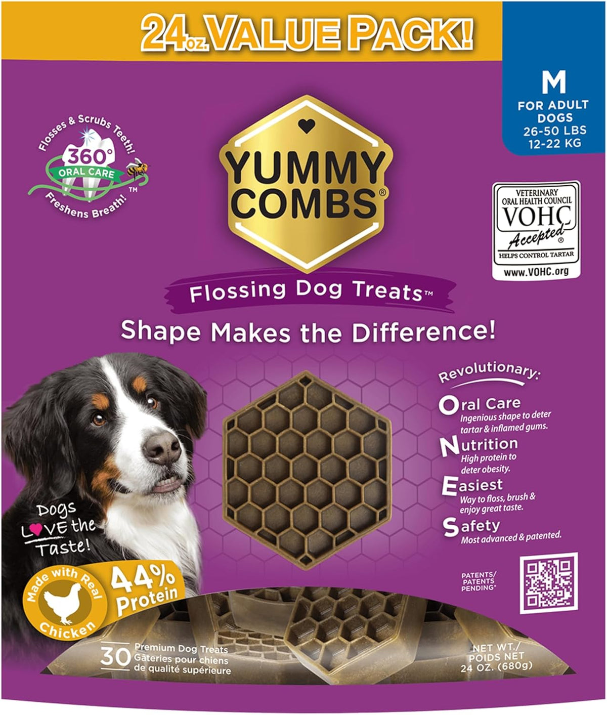 Dog Dental Treats – Vet VOHC Approved – Delicious Chicken Protein – Removes Tartar with Cleaning
