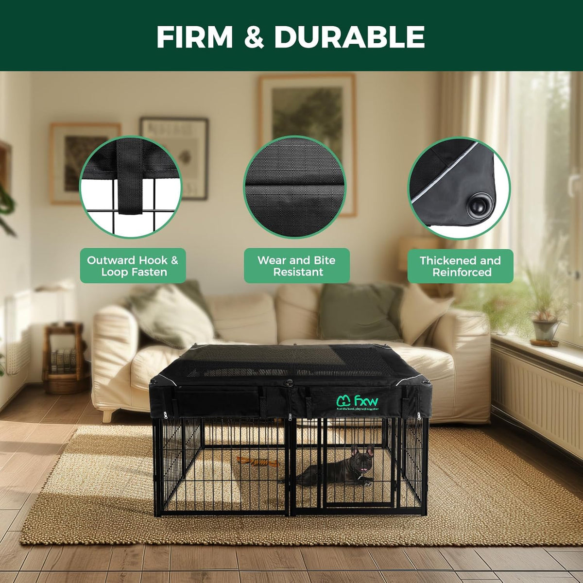 FXW Homeplus Unleashed Indoor Dog Playpen - Stress-Free and Safe Play, Heavy Duty 24 Inch 8 Wire