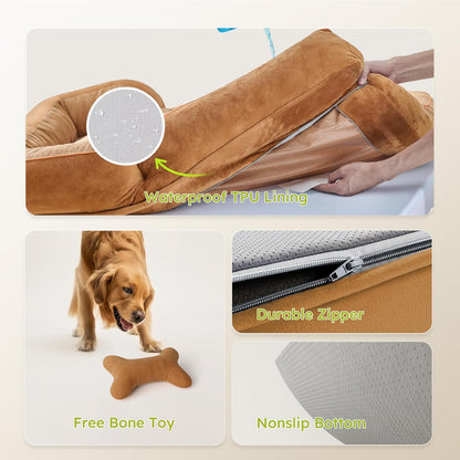 XXL Dog Bed for Extra Large Dogs, Giant Orthopedic Dog Bed with Cooling Gel Memory Foam, Waterproof