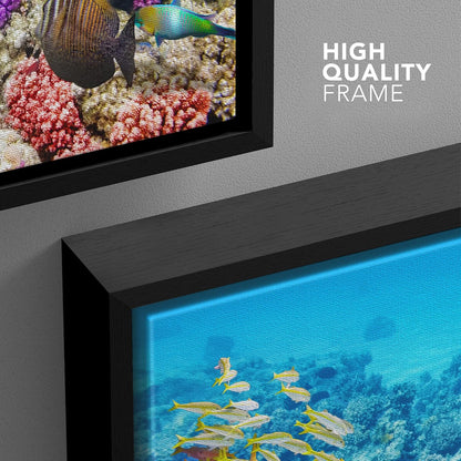 wall26 Framed Canvas Print Wall Art Tropical Underwater Ocean Sea Fish Reef Nature Animals Realism