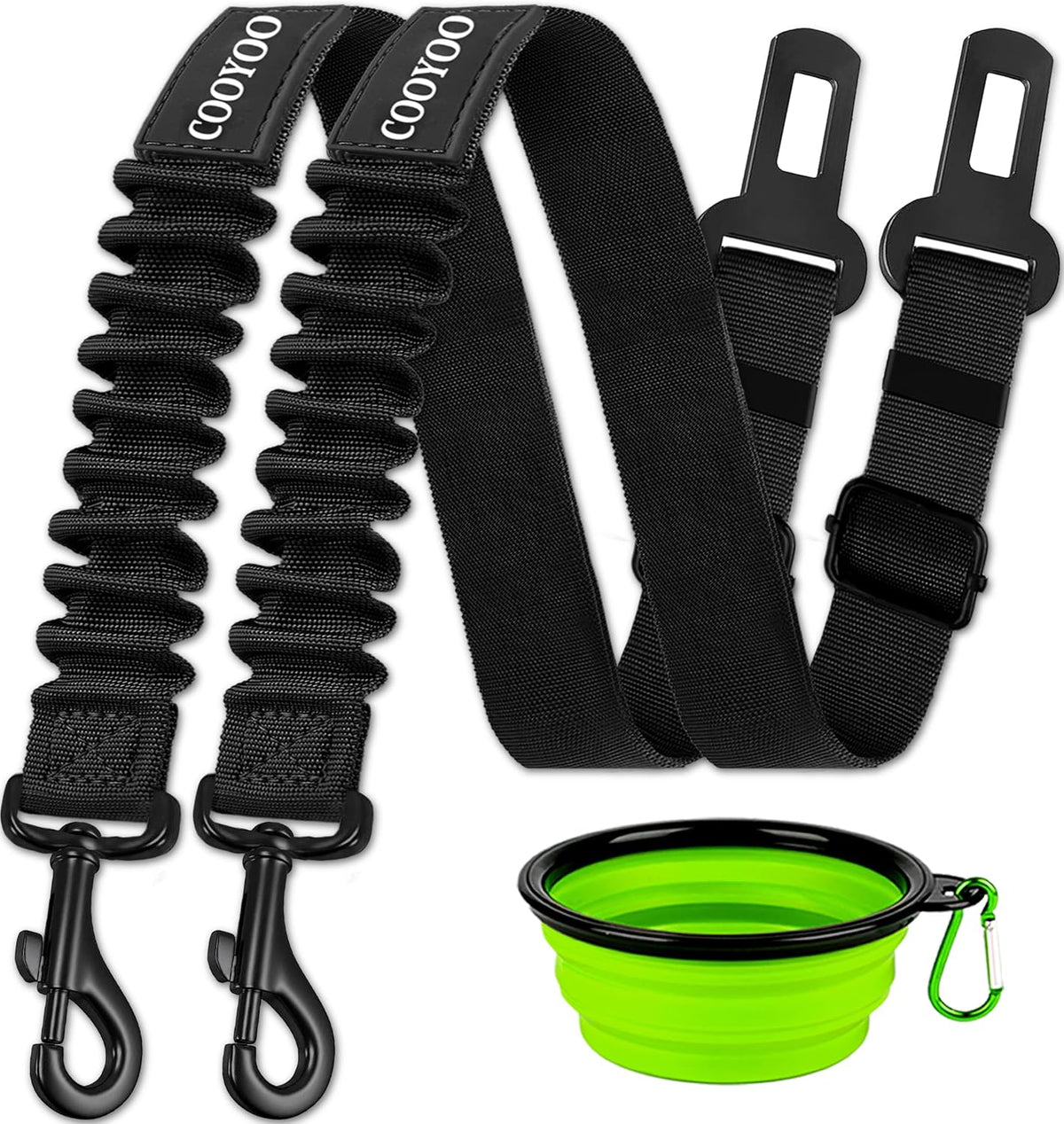 COOYOO Dog Seat Belt,3 Piece Set Retractable Dog Car Harness Adjustable Dog Seat Belt for Vehicle