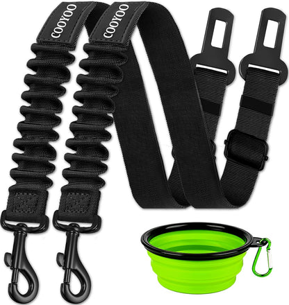 COOYOO Dog Seat Belt,3 Piece Set Retractable Dog Car Harness Adjustable Dog Seat Belt for Vehicle