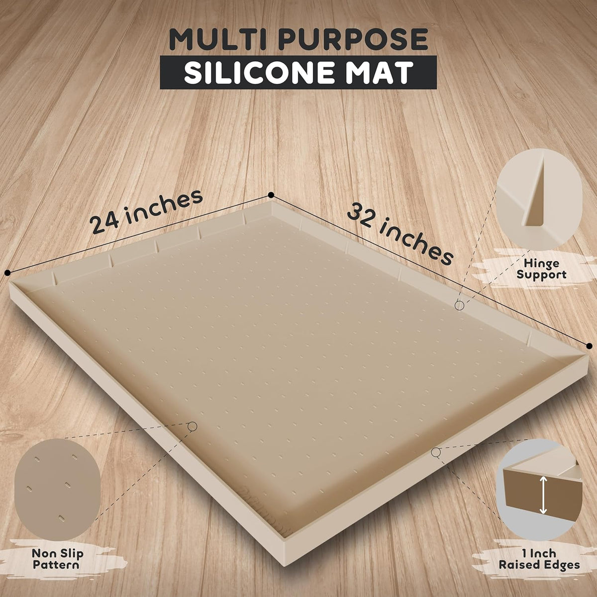 32x24x1” XL Dog Food Mat - All Purpose Under Sink Liner, Washer and Dryer Covers for The Top