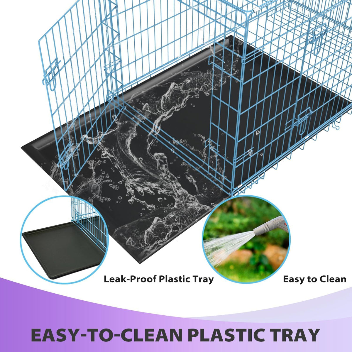 BestPet | Dog Crate | 30" | Blue | Foldable Metal Kennel with Double Doors, Secure Slide-Bolt