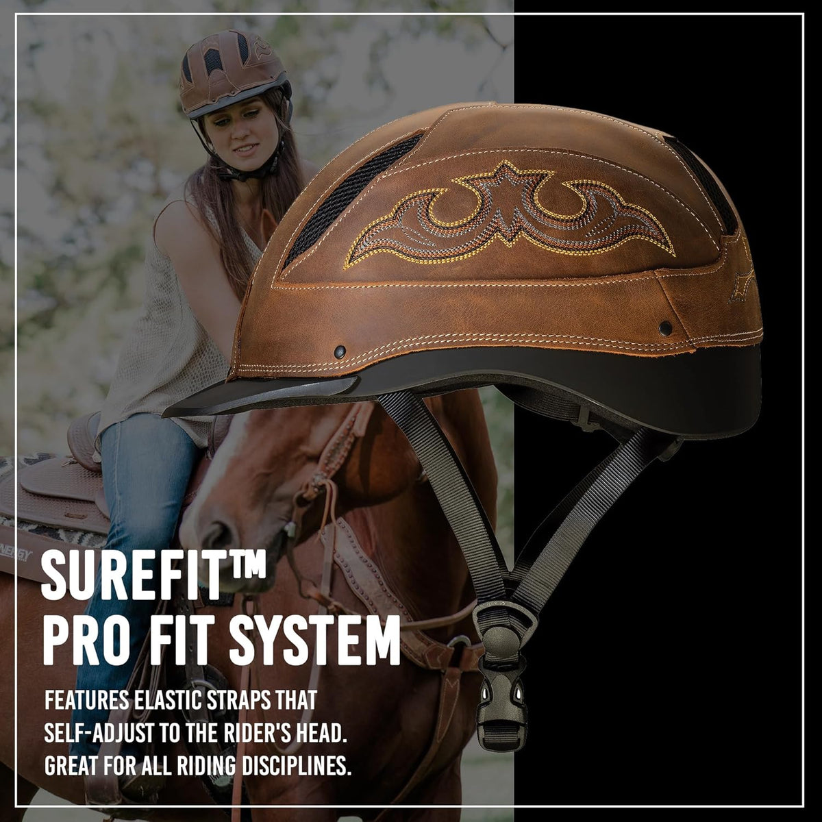 Troxel Cheyenne Rugged Horse Riding Helmet, Low-Profile, Self-Adjustable Design, Safety Horseback