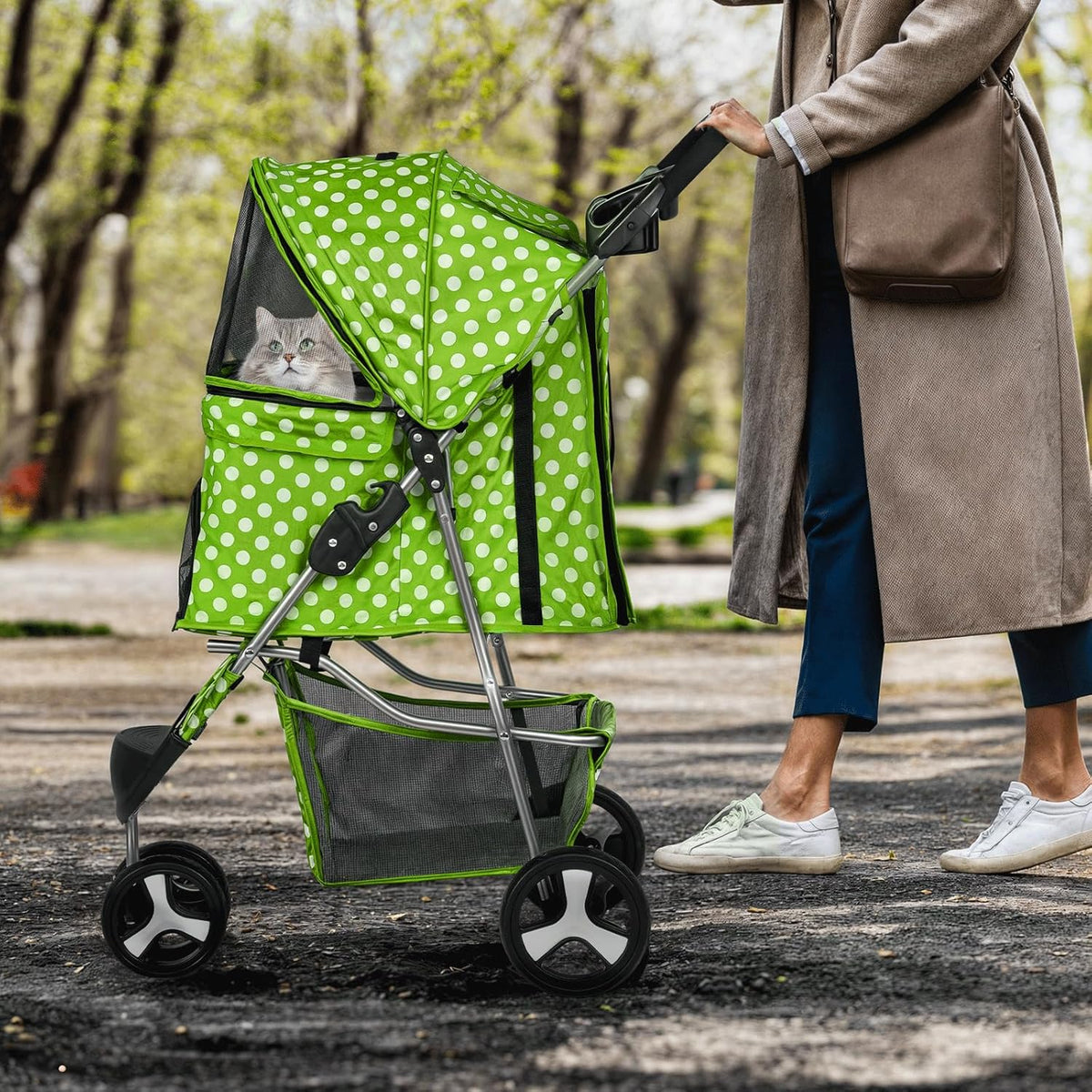 MoNiBloom 3 Wheels Pet Dog Cat Stroller for Small Medium Dogs Cats, Foldable Jogger Stroller