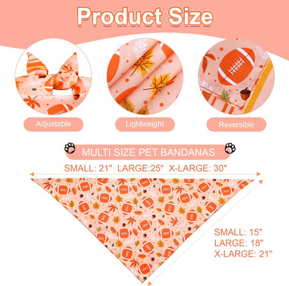 Thanksgiving Dog Bandanas Small 3PCS, 6 Pattern Fall Scarf for Boy and Girl, Pumpkin Leaves Rugby