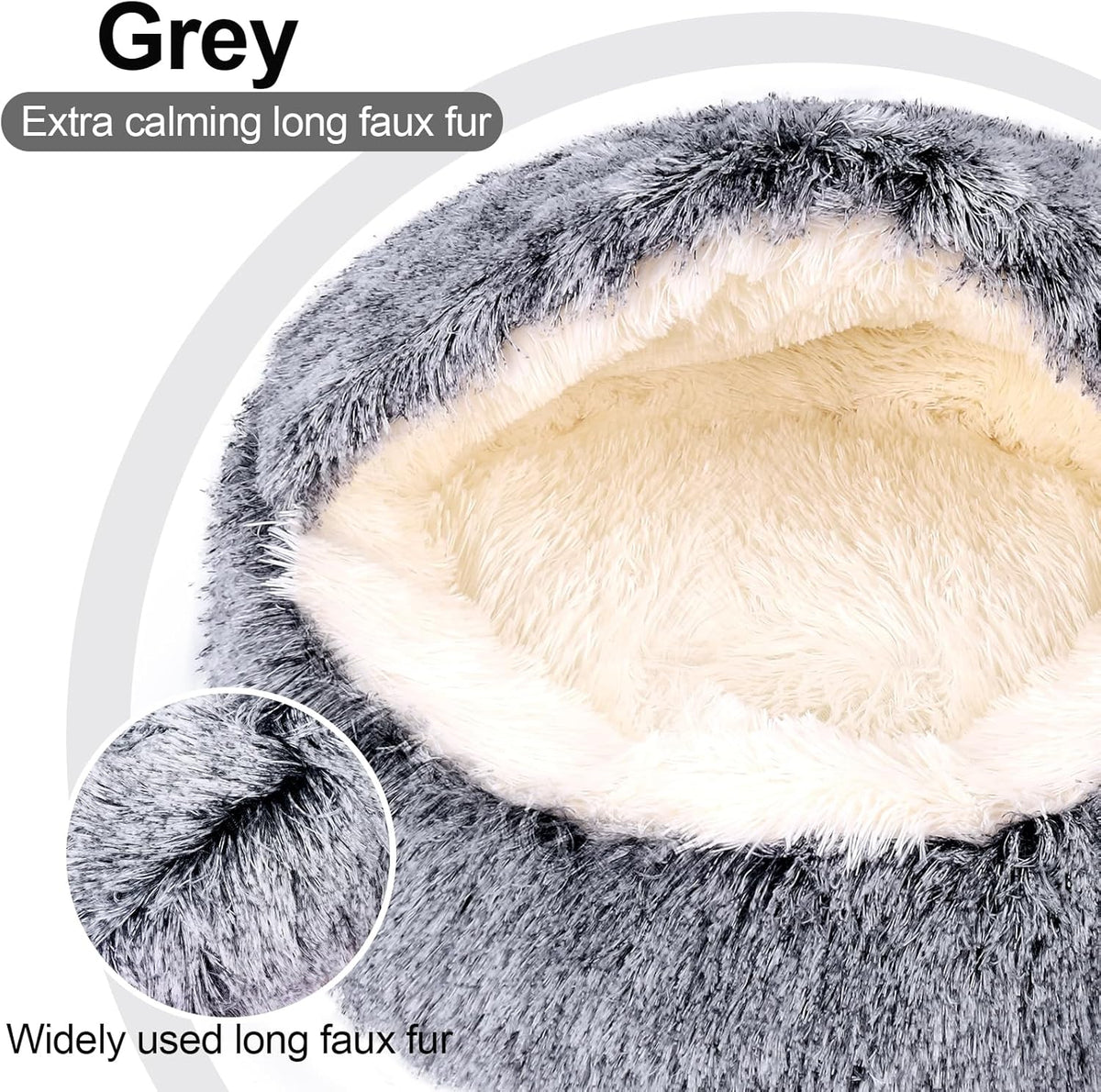 MADDEMCUTE Calming Dog & Cat Cave Bed With Hooded Cover, Removable Washable Round for Small Medium