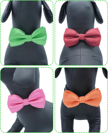 PET SHOW 8 Pack Dot Big Dogs Collar Embellishment Attachment Bow Ties for Medium Large Dogs Collar