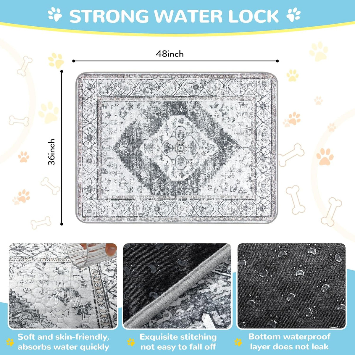 Lahome Reusable Washable Puppy Pads - 2 Pack Super Absorbent & Waterproof Dog Training Mats for
