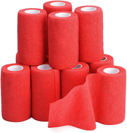 TOBWOLF 12PCS Self Adhesive Bandage, 4" x5yd / 10cmx4.5m Elastic Cohesive Bandage Wrap, Breathable