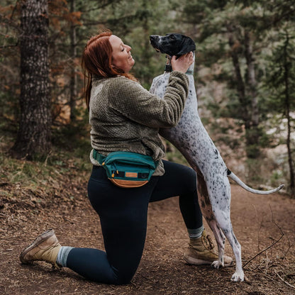 Wilderdog Utility Fanny Pack stores Treats, Balls, Keys in 3 Pockets with adjustable strap and Poop