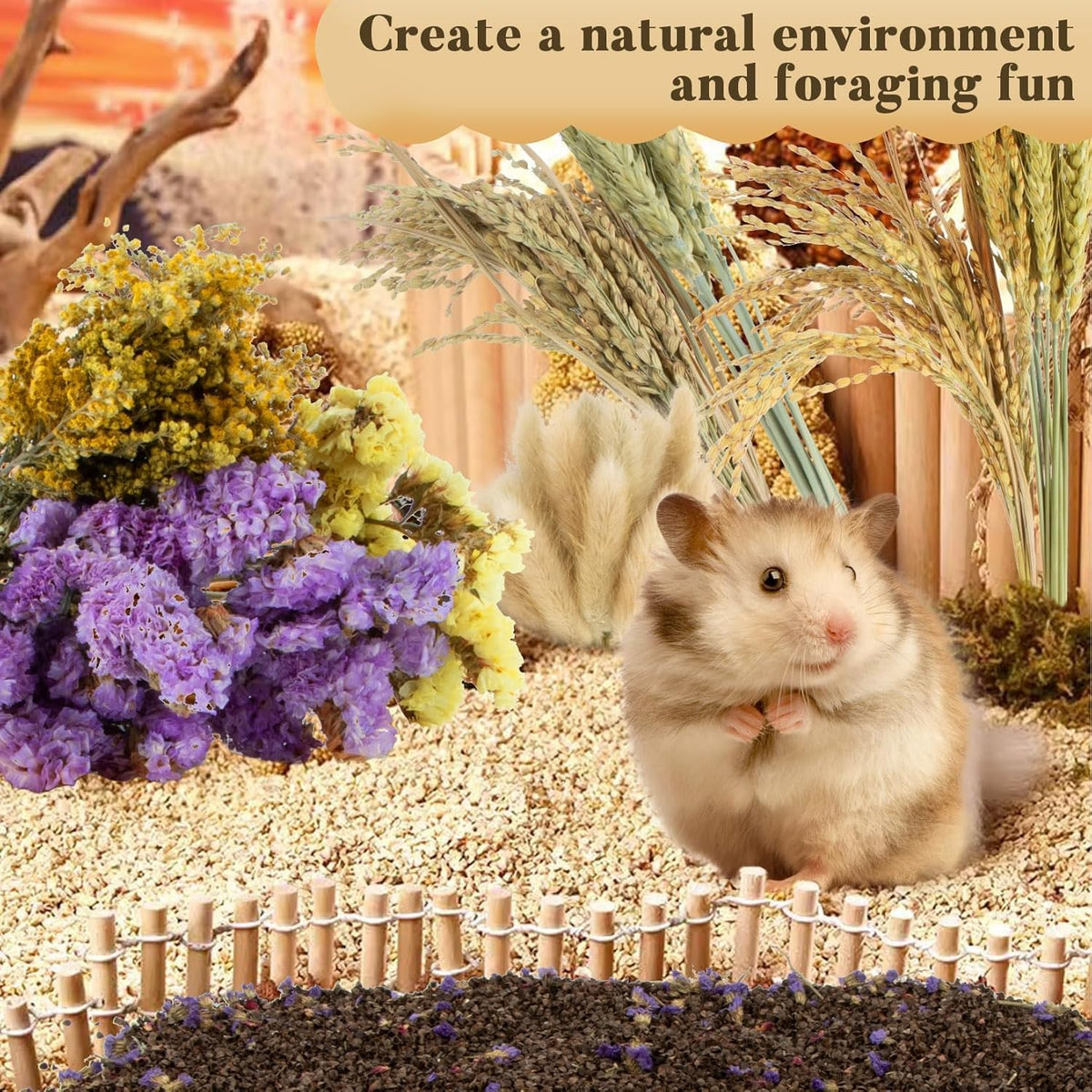 Sukh Nature Flower Herb Hamster Bedding Cage Enclosure Habitat Decor Mate Small Animal Natural Ear