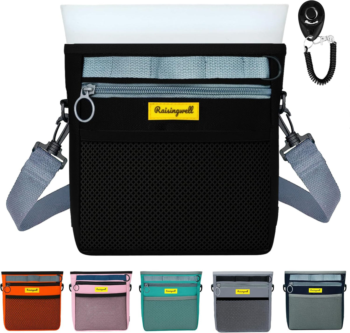 Dog Treat Pouch with Magnetic Closure 4-Cup Silicone Bag Fanny Pack Holder with Clicker 4 Ways to