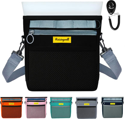 Dog Treat Pouch with Magnetic Closure 4-Cup Silicone Bag Fanny Pack Holder with Clicker 4 Ways to