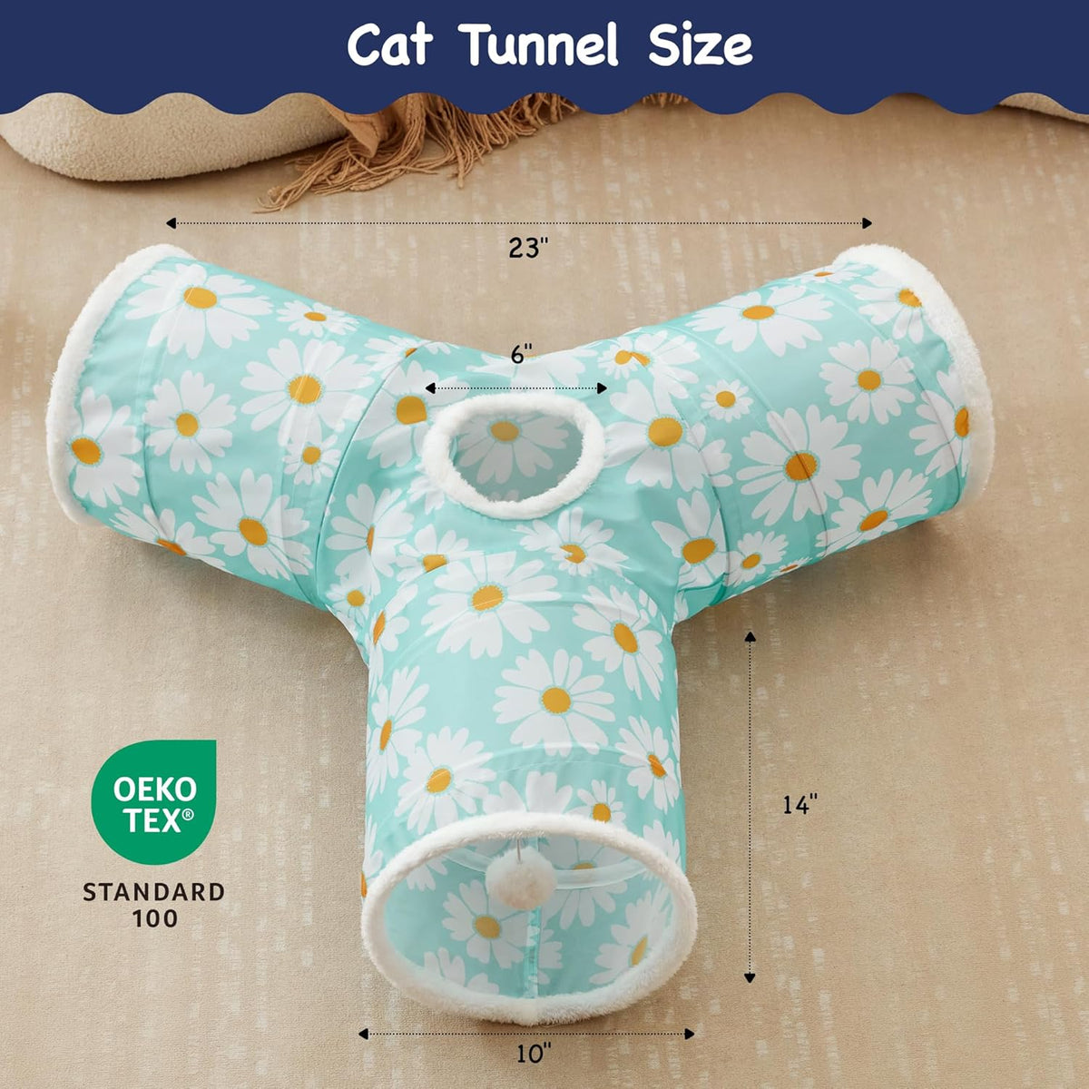 Tempcore Pet Cat Tunnel Tube Cat Toys 3 Way Collapsible, Cat Tunnels for Indoor Cats，Kitty Tunnel