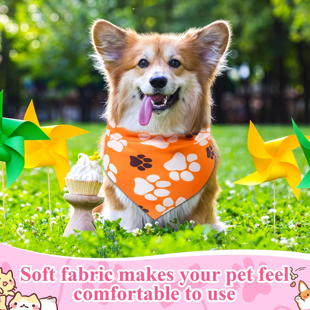 72 Pcs Paw Dog Bandanas Bulk Pet Triangle Scarf Cat Bibs Puppy Scarf Pet Bandanas for Puppy Cat