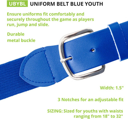 Champion Sports Baseball/Softball Uniform Belt, Comfort Stretch Fit Durable Syntex Tab - Youth &