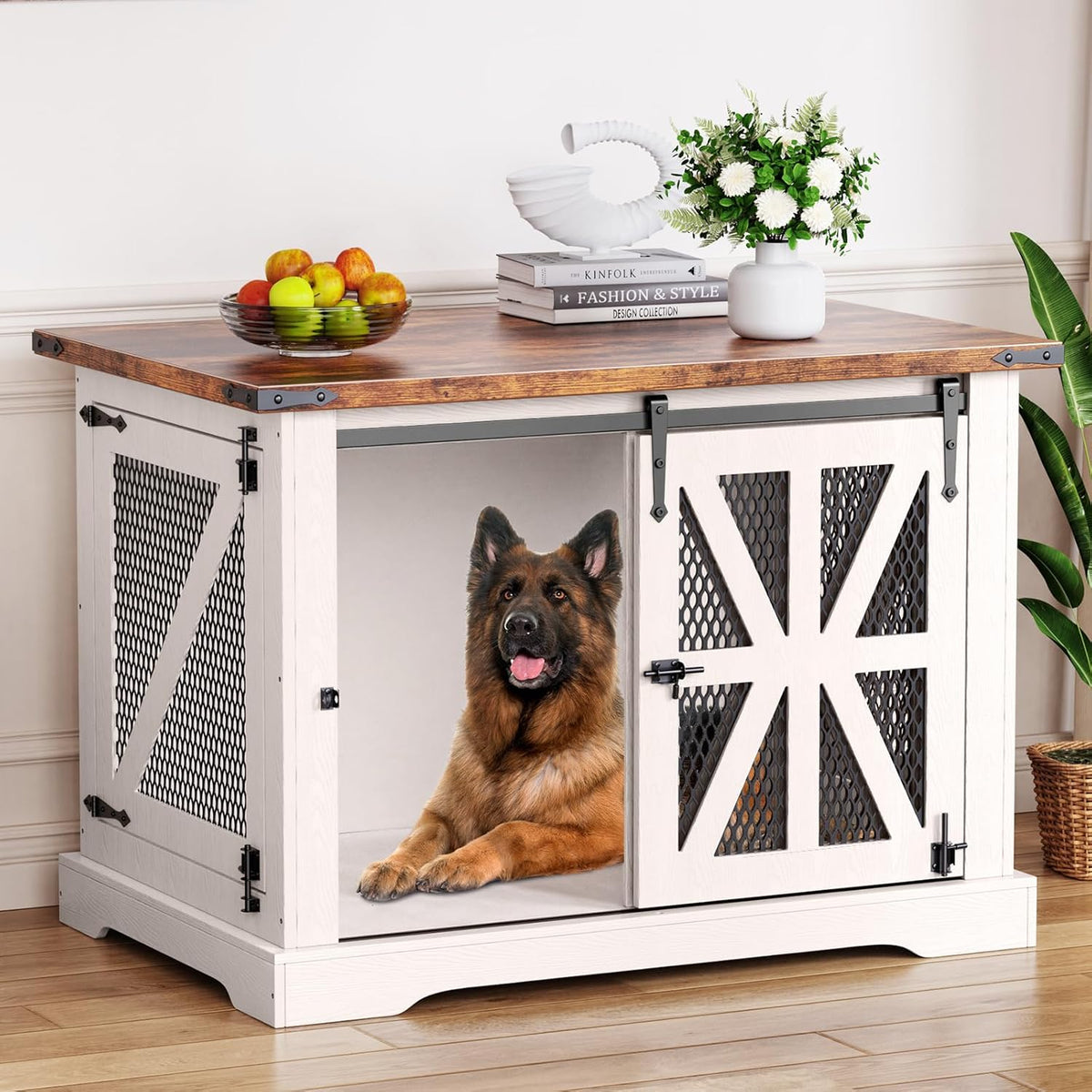 VOPEAK 43.3" XL Dog Crate Furniture, Chew Resistant Dog Crate for Medium Large Dogs, Heavy Duty