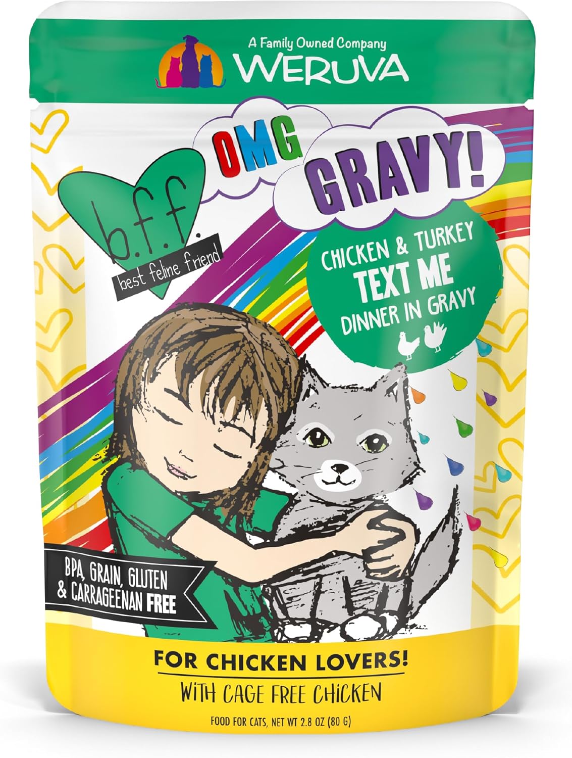 Weruva B.F.F. OMG - Best Feline Friend Oh My Gravy!, Chicken & Turkey Text Me with Chicken & Turkey