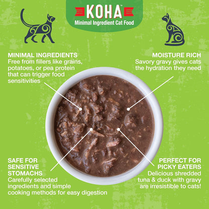 KOHA Poké Bowl Tuna & Duck Entree in Gravy for Cats, 12-Pack of 3oz Pouches