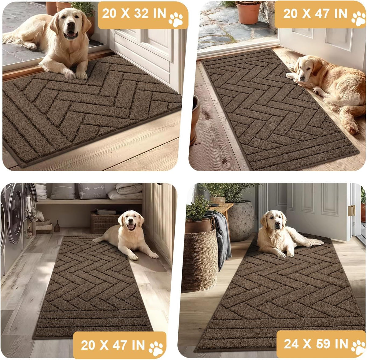 Tindbea Dog Mat for Muddy Paws,Absorbs Moisture Dirt Non-Slip Washable Mud Mat for Dogs,Soft Rubber