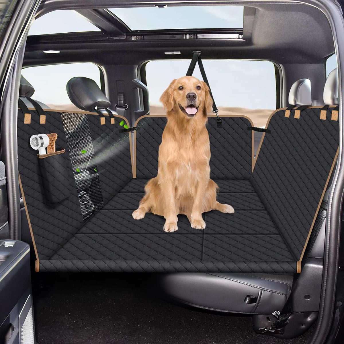 Dog Car Seat Cover for Back Seat, Dog Car Bed Cover with Strong Hard Bottom, Car Back Seat Extender