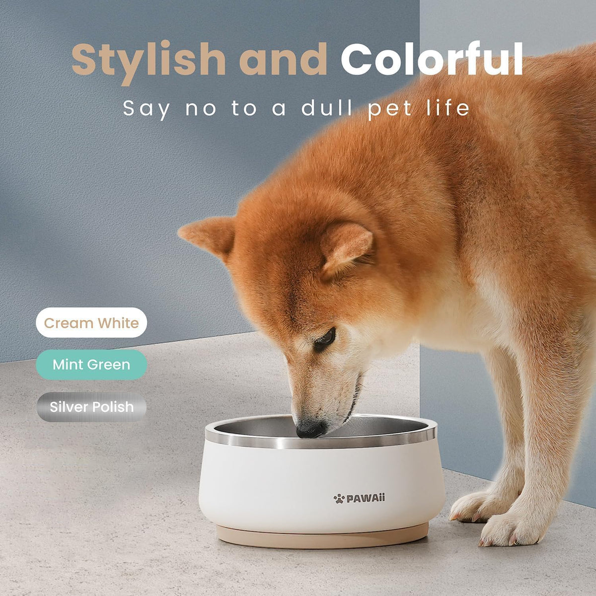 Pawaii Stainless Steel Dog Bowl with Non-Slip Rubber Base & Double Wall Insulation - Durable Design