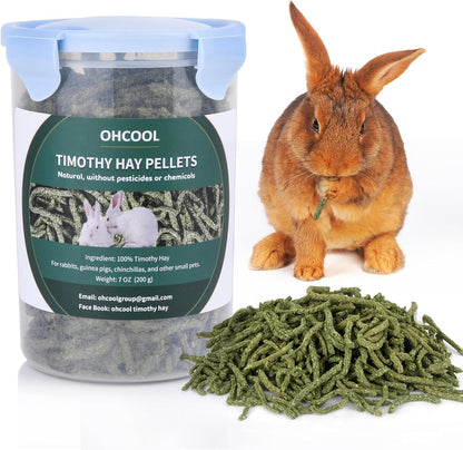 Timothy Hay Pellets 28oz (4 * 7 oz) - 100% Timothy Premium Nutrition Pellet for Tortoise, Rabbits
