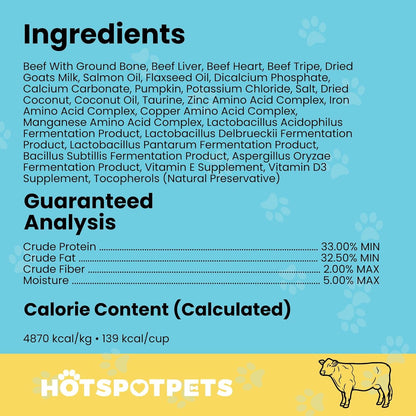 hotspot pets Freeze Dried Raw Beef Meal Toppers for Dogs 1LB Bag (500+pcs) Made in USA - Single