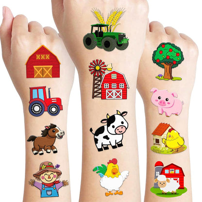 72 PCS Farm Barnyard Animal Pre-Cut Temporary Tattoos Sticker Birthday Decorations Party Supplies