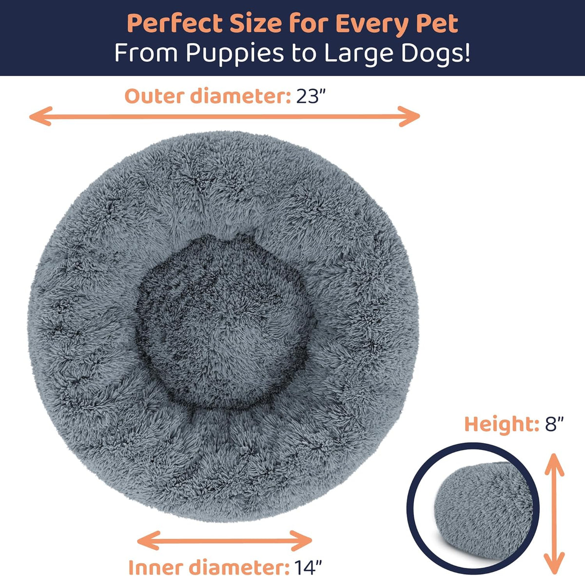 Donut Dog Bed - Premium Comfort for Anxiety Relief - Fluffy & Calming Design with Ultra-Plush